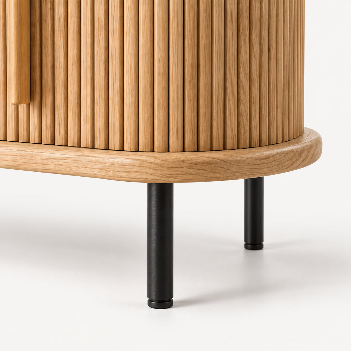 Oak TV Stand with Roll-Up Door