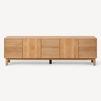 French oak TV cabinet with drawers and closed-door design