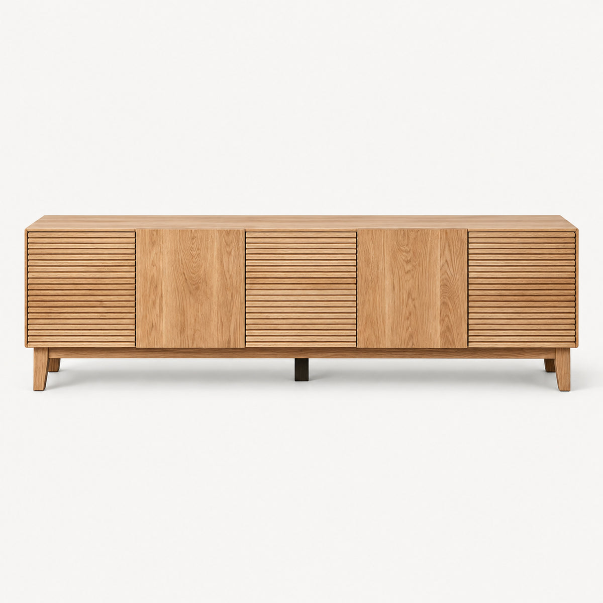French oak TV cabinet with drawers and closed-door design