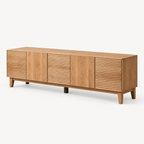 French oak TV cabinet with drawers and closed-door design
