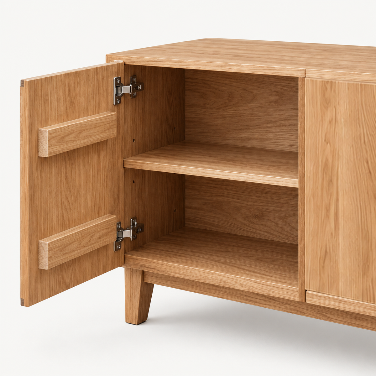French oak TV cabinet with drawers and closed-door design