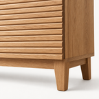 French oak TV cabinet with drawers and closed-door design
