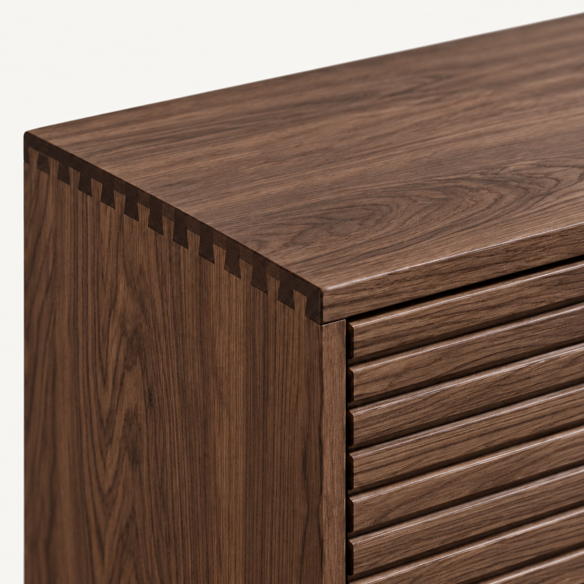 French oak TV cabinet with drawers and closed-door design