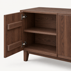 French oak TV cabinet with drawers and closed-door design