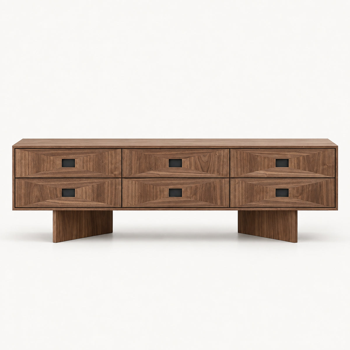 Wabi-Sabi Solid Wood TV Stand in Black Walnut Tone