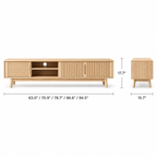 Nordic Ash Wood TV Stand with Fluted Sliding Doors