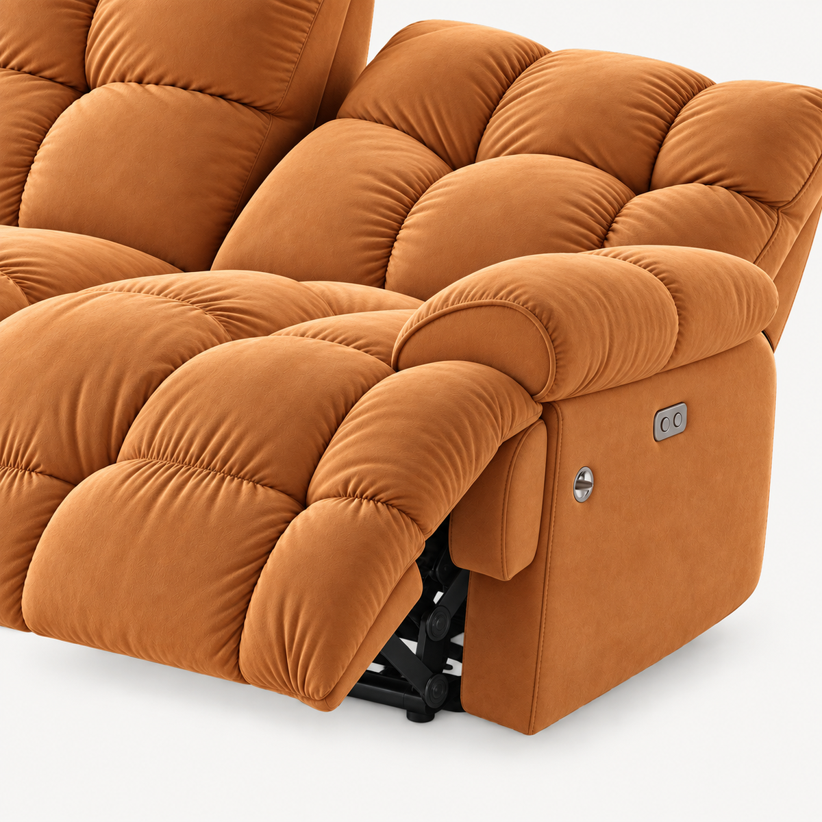 55.5" Lay-Flat Fabric Power Reclining Loveseat