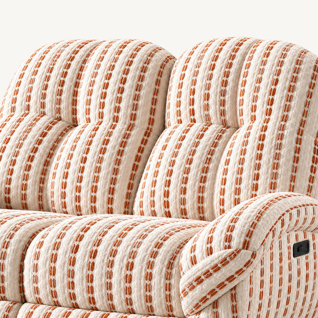 59" Striped Fabric Wall-Hugger Power Reclining Loveseat