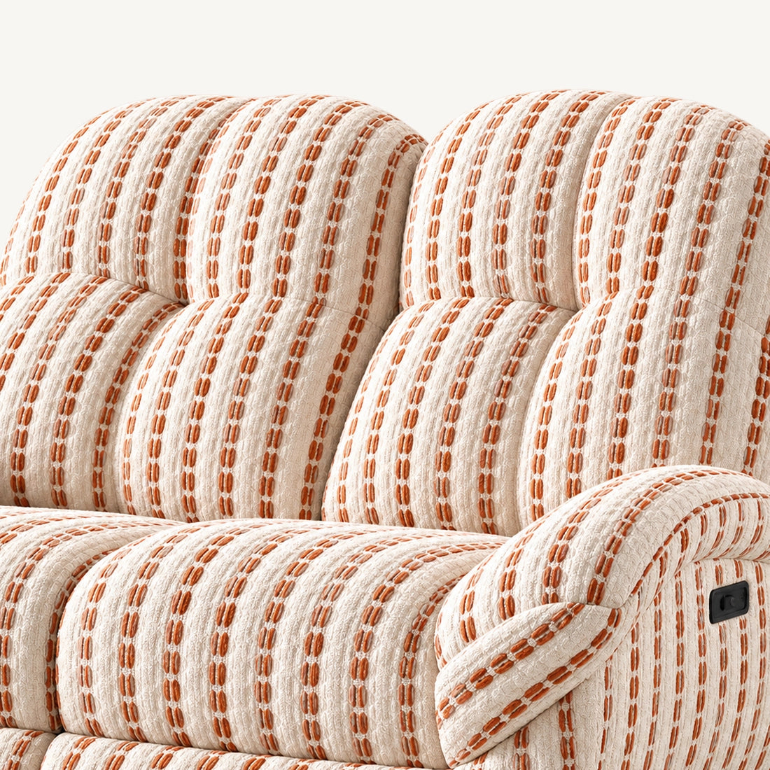 59" Striped Fabric Wall-Hugger Power Reclining Loveseat