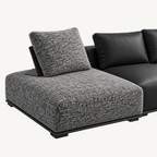 Low-Profile Leather and Fabric Modular Sofa