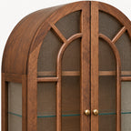 French Vintage Solid Wood Sideboard with Glass Details
