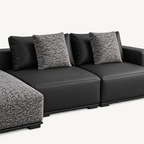 Low-Profile Leather and Fabric Modular Sofa