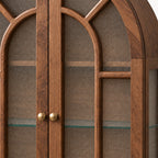 French Vintage Solid Wood Sideboard with Glass Details