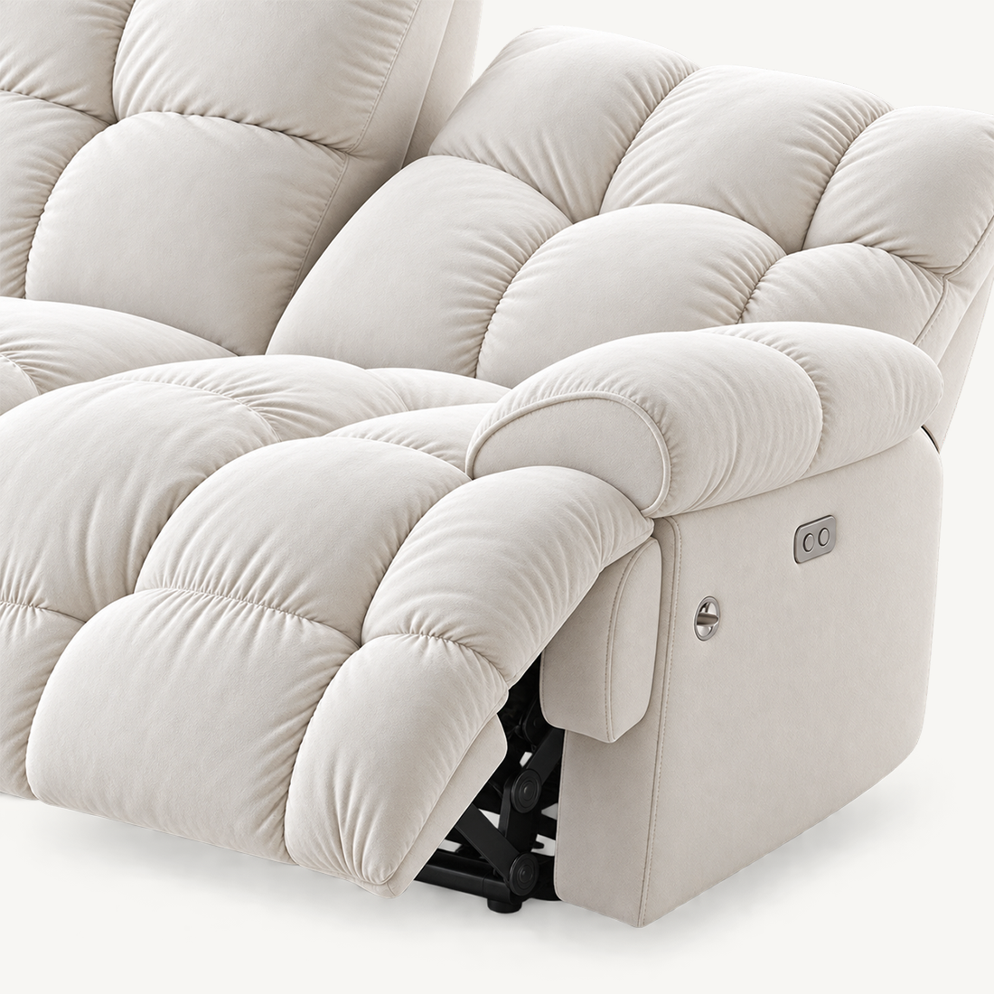 55.5" Lay-Flat Fabric Power Reclining Loveseat
