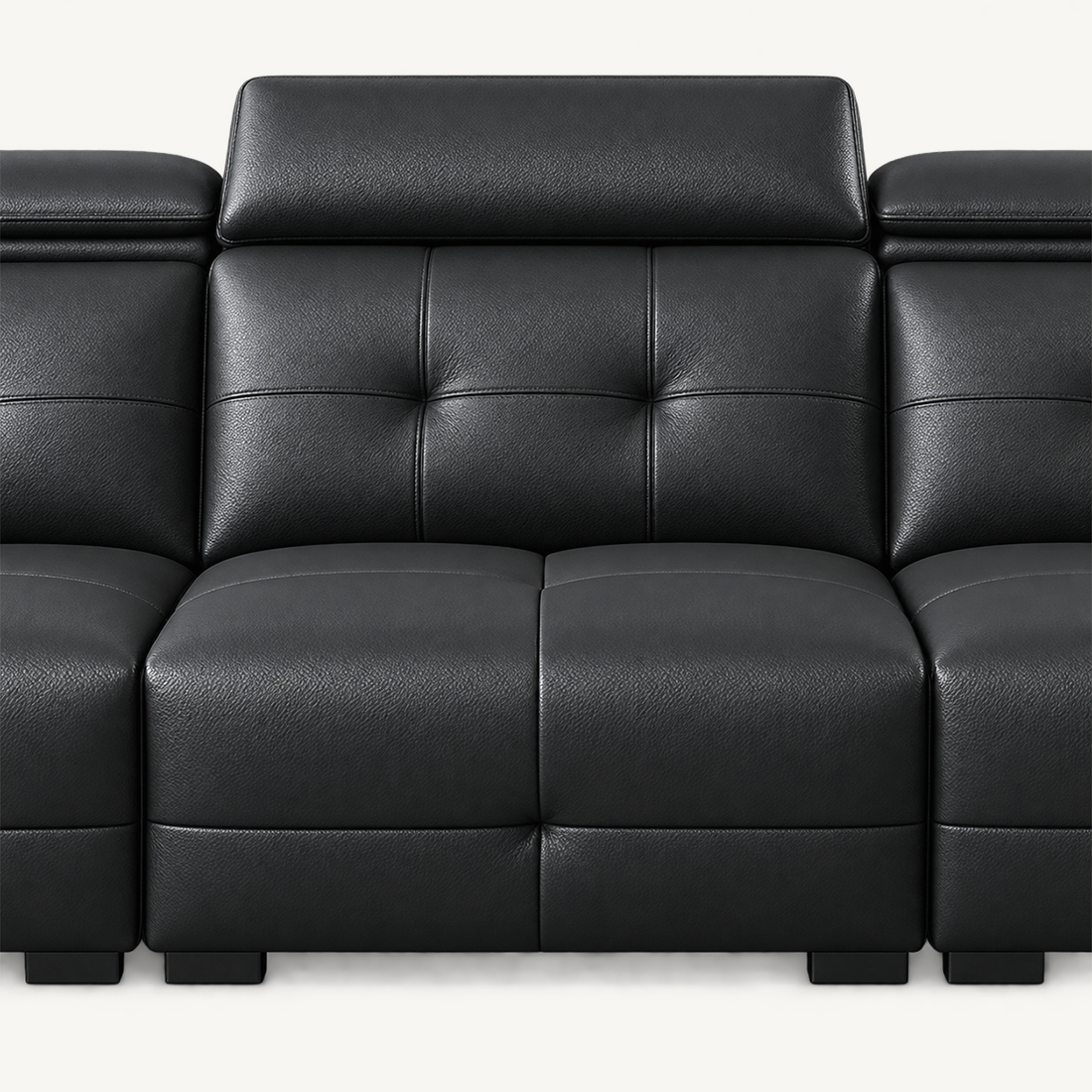 Cowhide Sectional Sofa with Adjustable Headrests