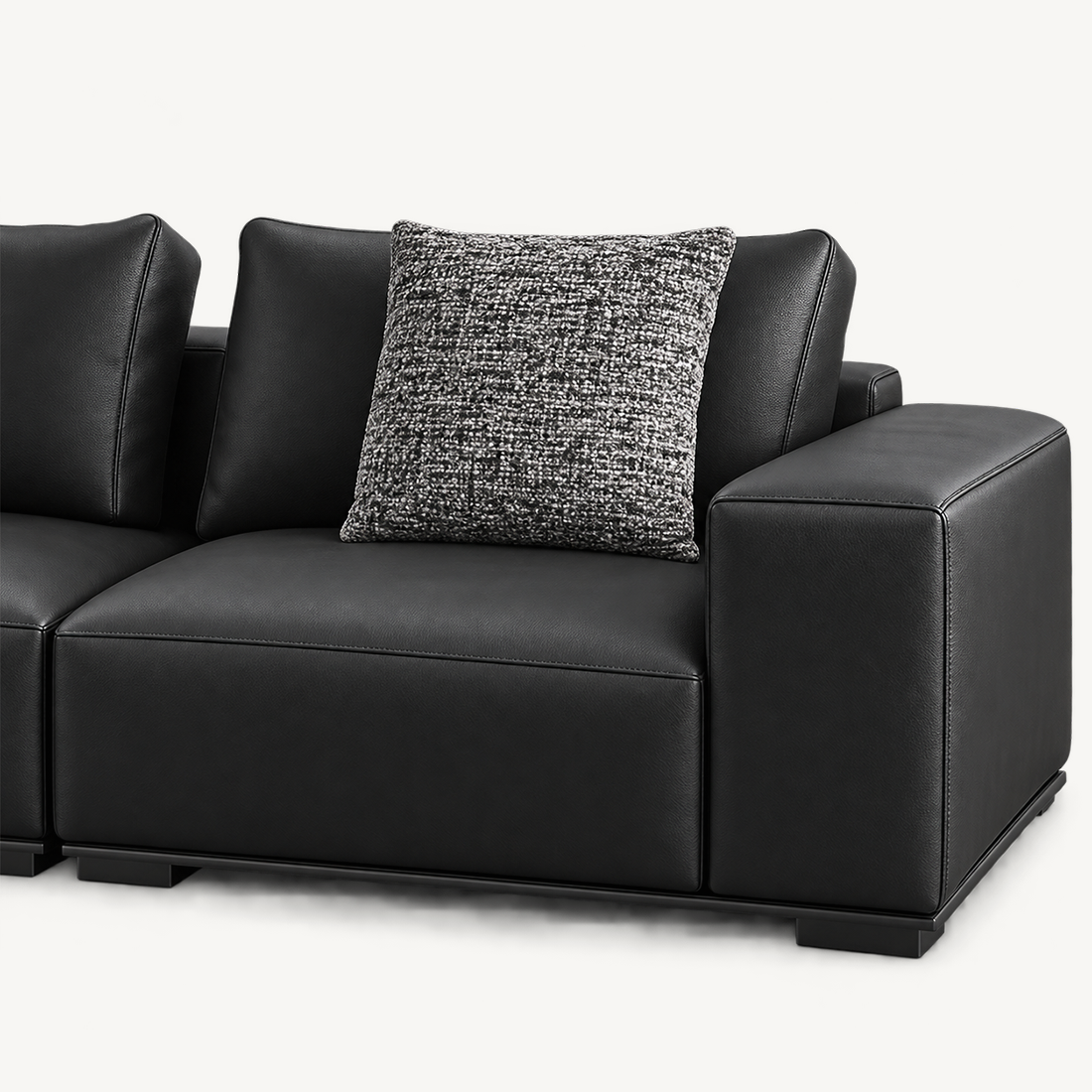 Low-Profile Leather and Fabric Modular Sofa