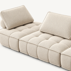 Grid-Tufted Modular Fabric Sofa