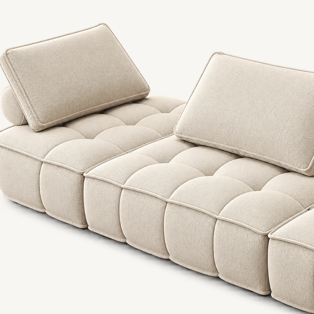 Grid-Tufted Modular Fabric Sofa