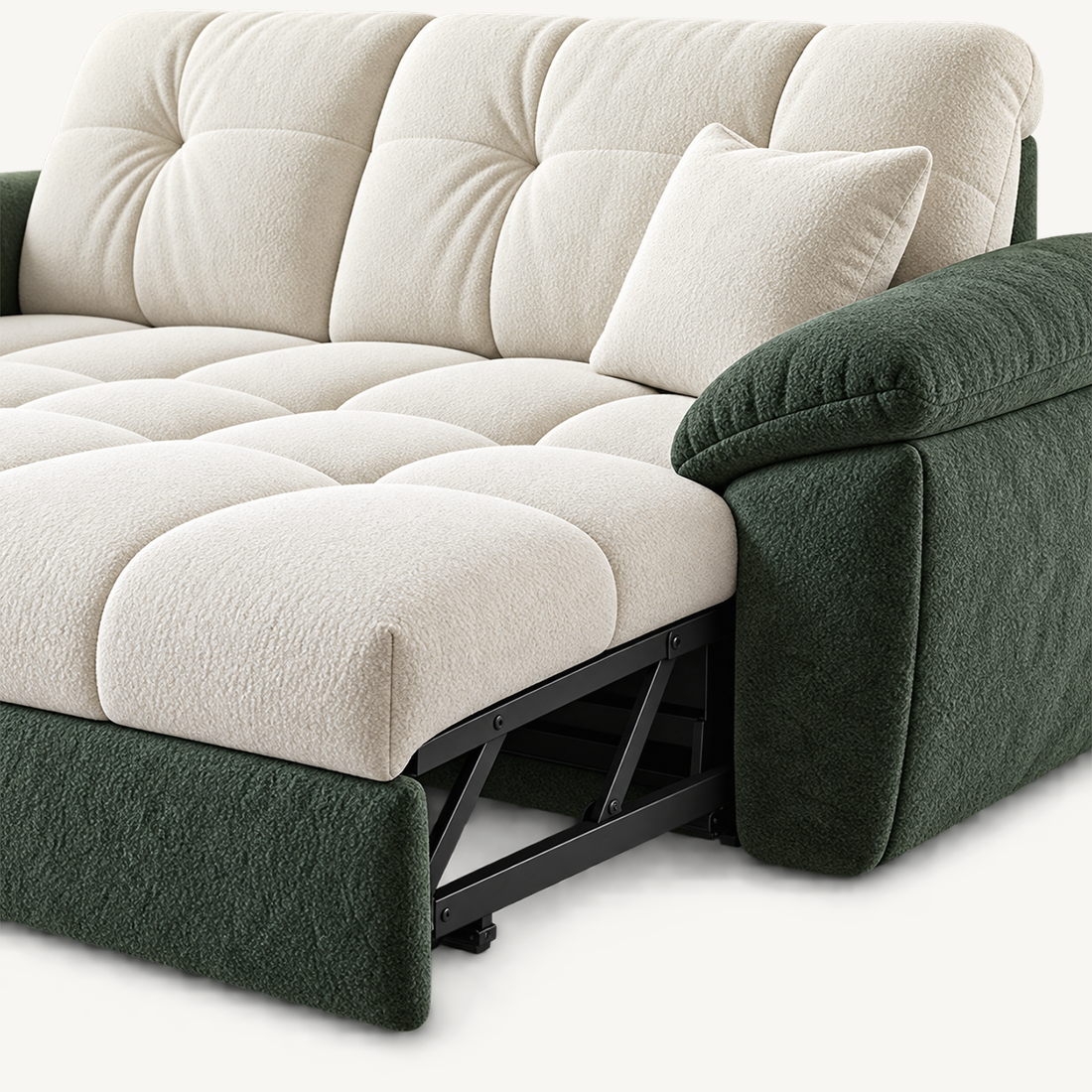 Fabric Sofa Bed with Push-Pull Folding Design