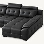 Cowhide Sectional Sofa with Adjustable Headrests