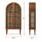 French Vintage Solid Wood Sideboard with Glass Details