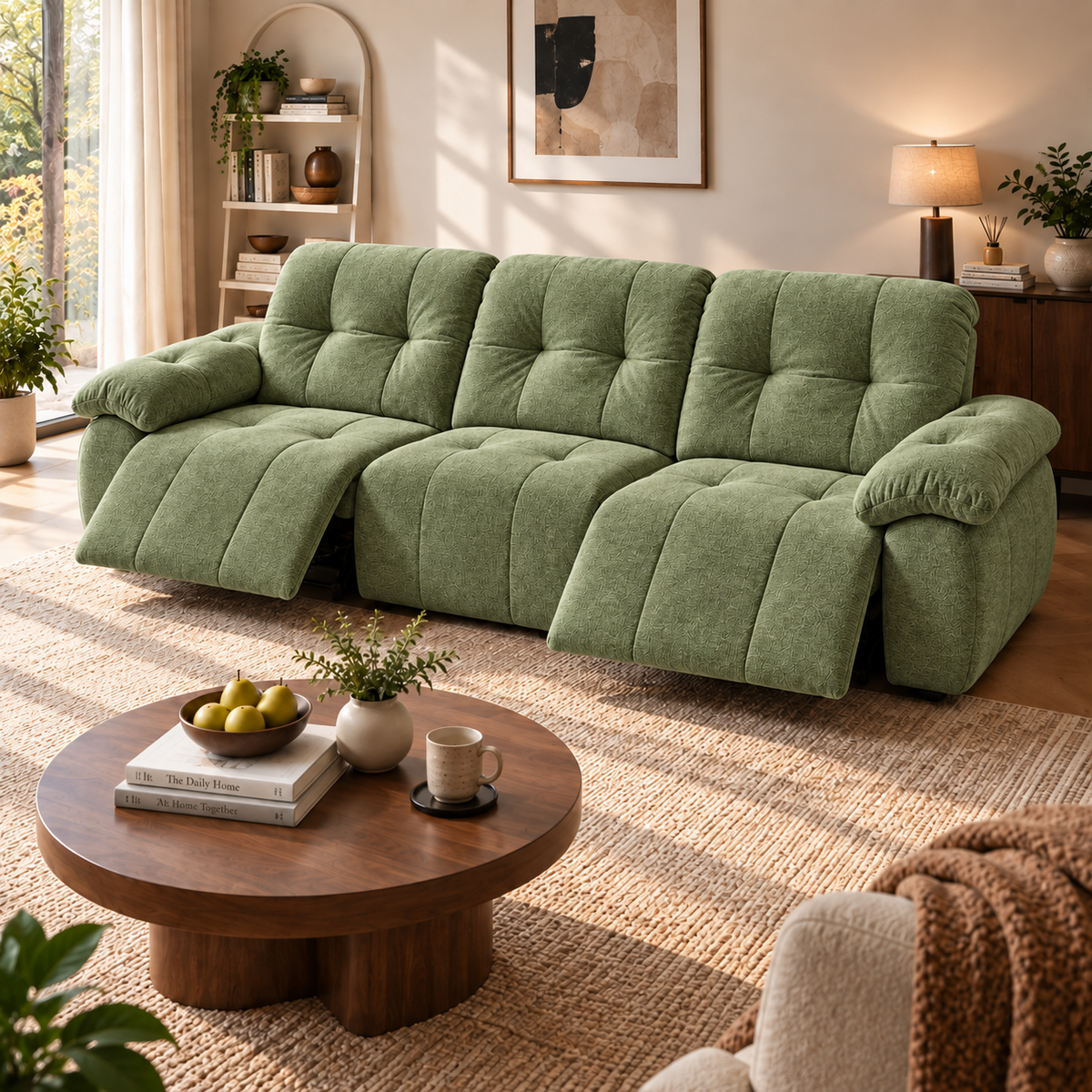 88.9" Minimalist Fabric Power Reclining Sofa