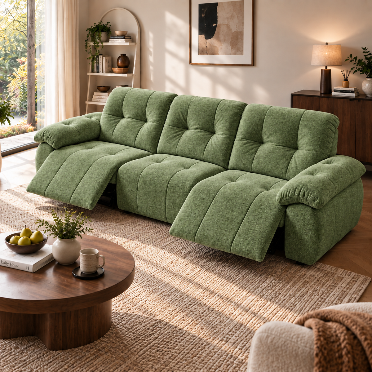 88.9" Minimalist Fabric Power Reclining Sofa