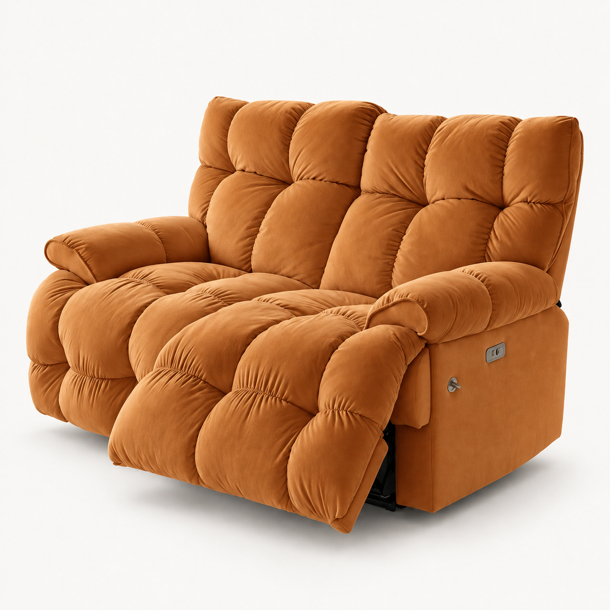 55.5" Lay-Flat Fabric Power Reclining Loveseat