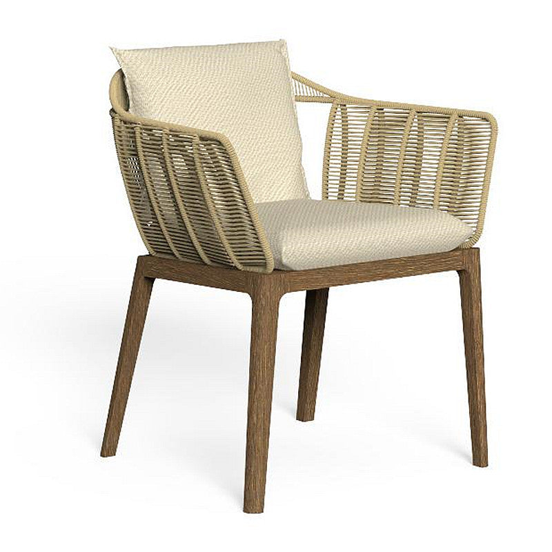 Teak Woven Outdoor Dining Chair with Cushion