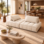 Grid-Tufted Modular Fabric Sofa