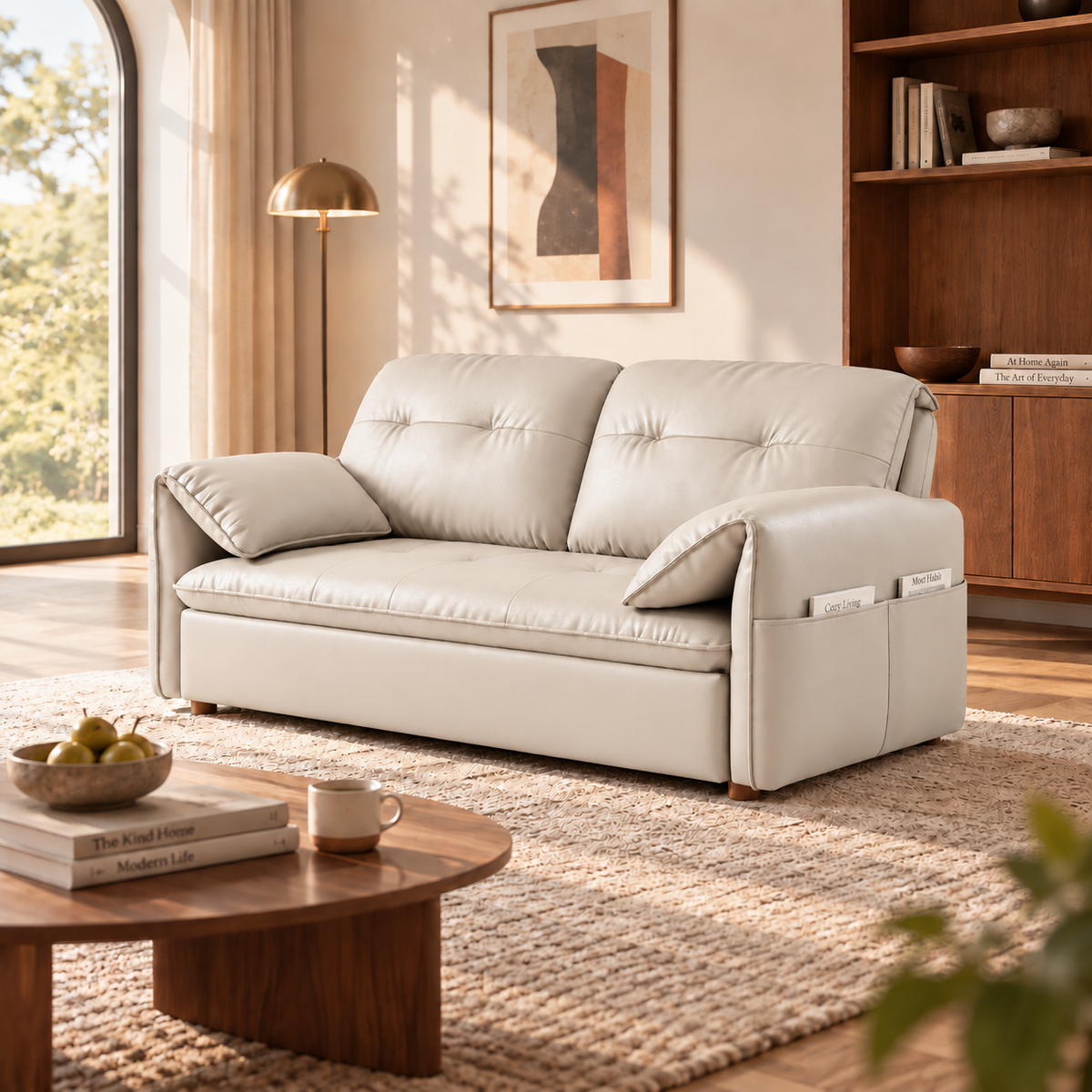 Compact Sofa Bed with Foldable Sliding Design