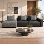 Low-Profile Leather and Fabric Modular Sofa