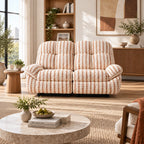 59" Striped Fabric Wall-Hugger Power Reclining Loveseat