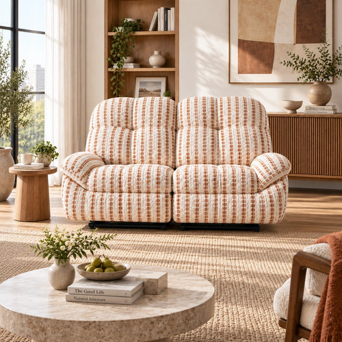 59" Striped Fabric Wall-Hugger Power Reclining Loveseat
