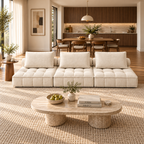 Grid-Tufted Modular Fabric Sofa