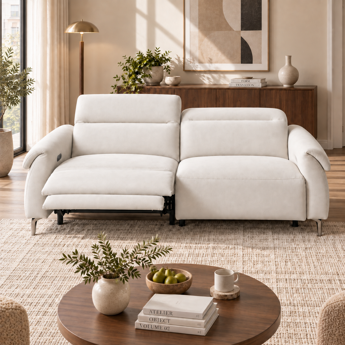 82.6" Japanese Minimalist Fabric Sofa with Adjustable Backrest