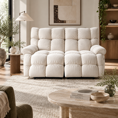 55.5" Lay-Flat Fabric Power Reclining Loveseat