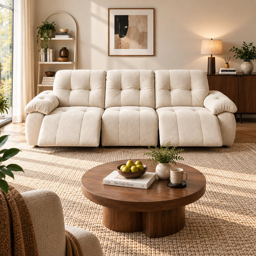 88.9" Minimalist Fabric Power Reclining Sofa
