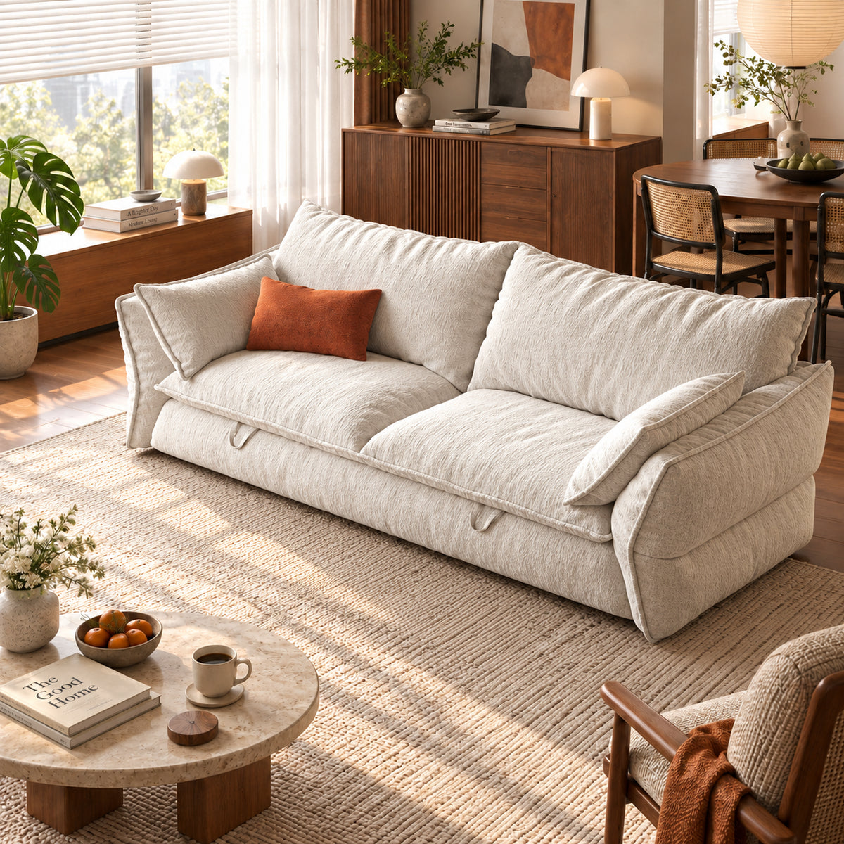 Retro Pull-Out Sofa Bed for Small Spaces