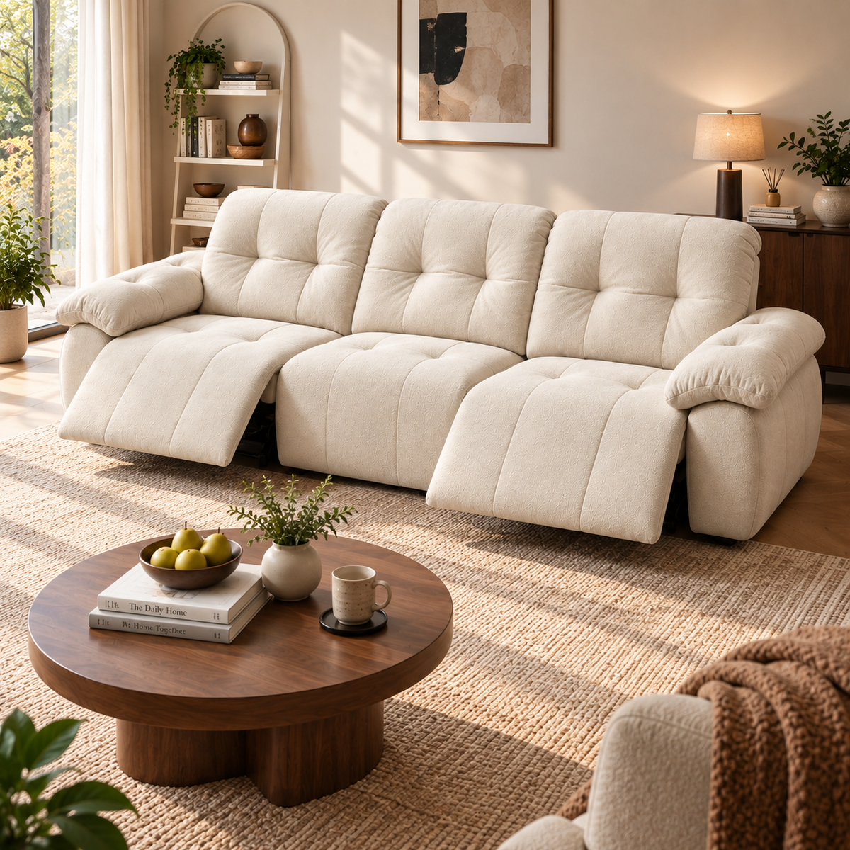 88.9" Minimalist Fabric Power Reclining Sofa