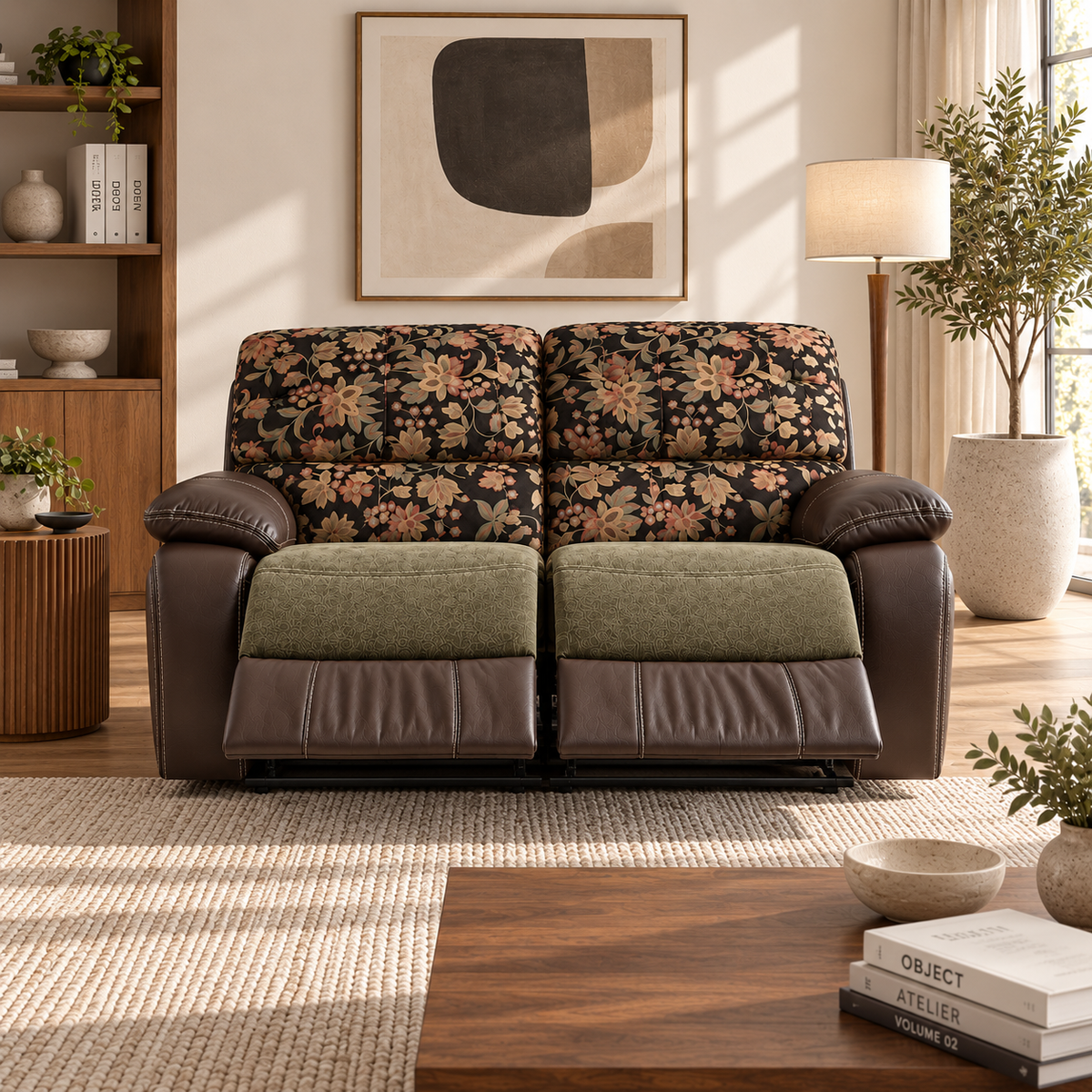 63" Mid-Century Modern Fabric Sofa with USB & Type-C