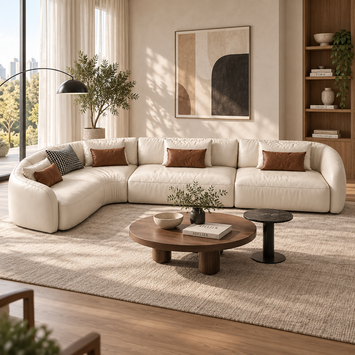 Low-Profile L- or U-Shaped Modular Sectional Sofa