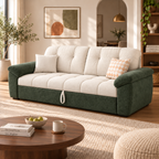 Fabric Sofa Bed with Push-Pull Folding Design