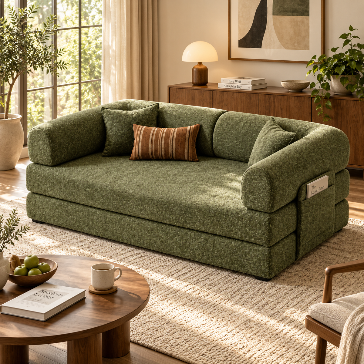 Frameless Fold-Out Sofa Bed for Two