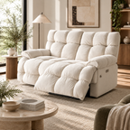 55.5" Lay-Flat Fabric Power Reclining Loveseat
