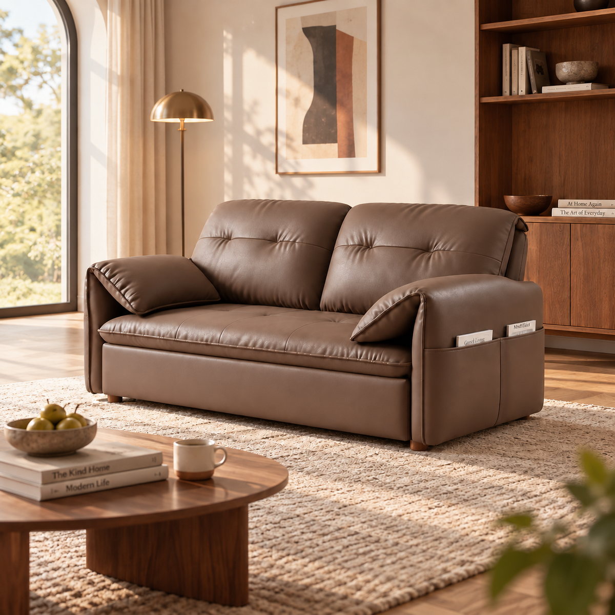 Compact Sofa Bed with Foldable Sliding Design