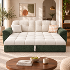 Fabric Sofa Bed with Push-Pull Folding Design