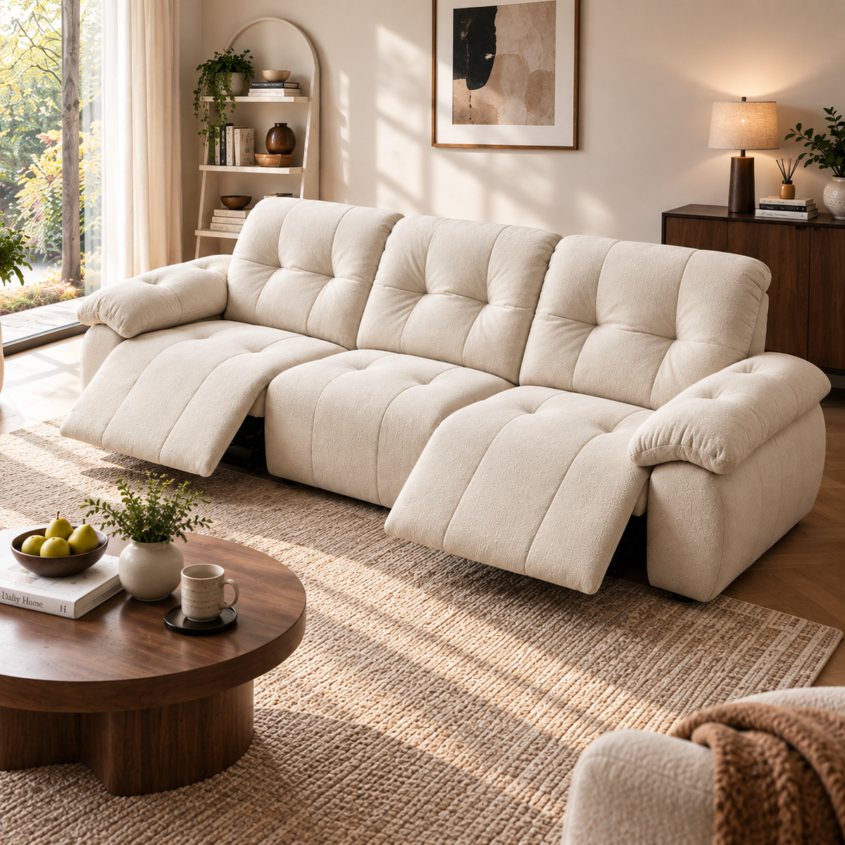 88.9" Minimalist Fabric Power Reclining Sofa