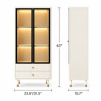 Narrow Glass Bookcase with Display Storage