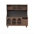 Modern Walnut Solid Wood Coffee Bar Cabinet with Storage